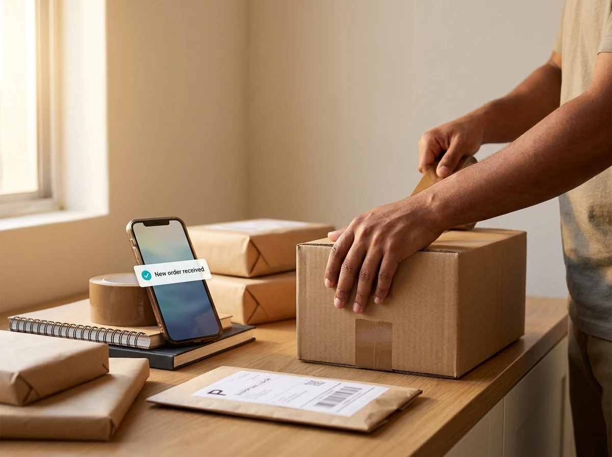 An online store product page on a phone, with payment received