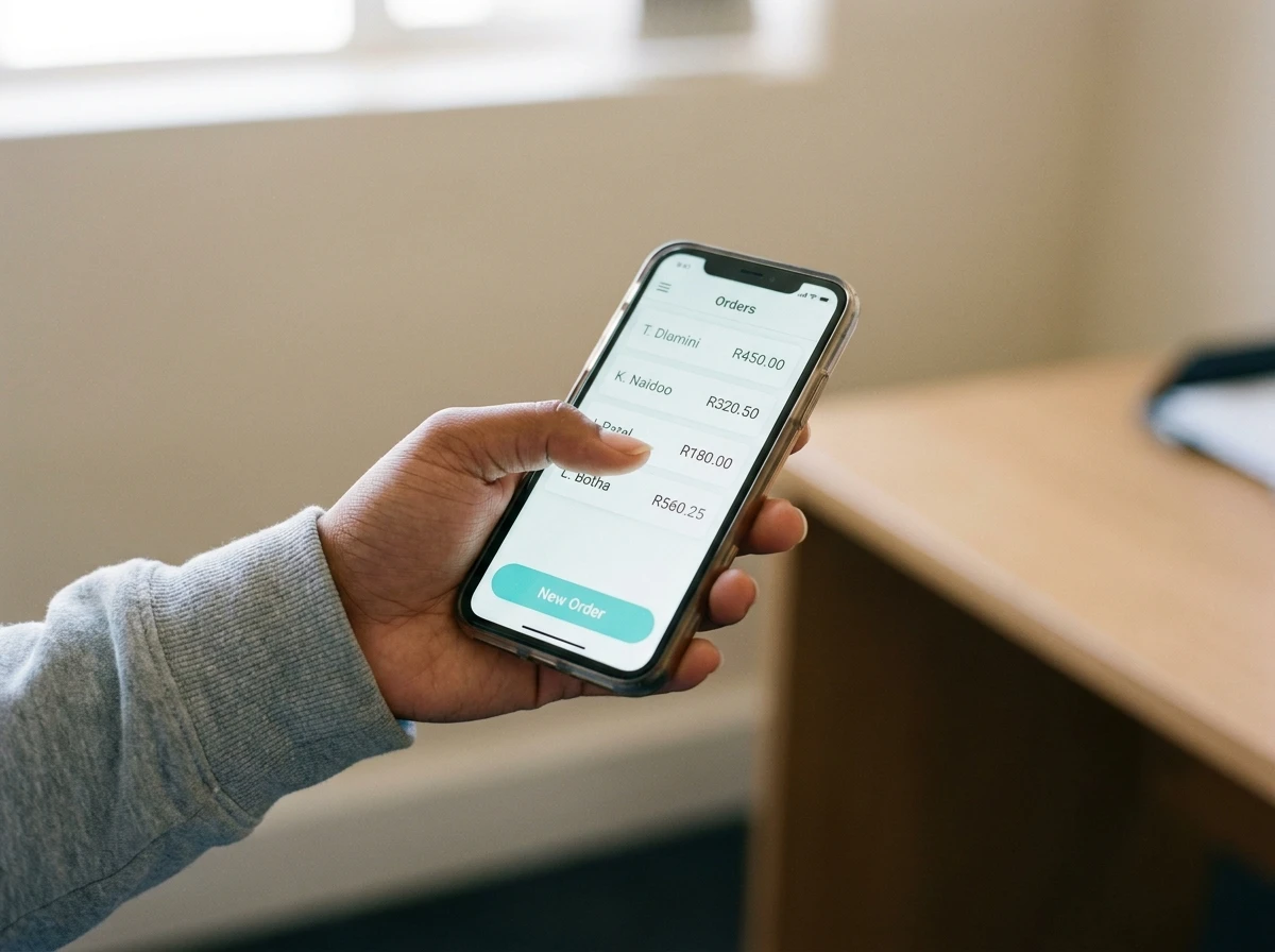 A phone app showing today's orders